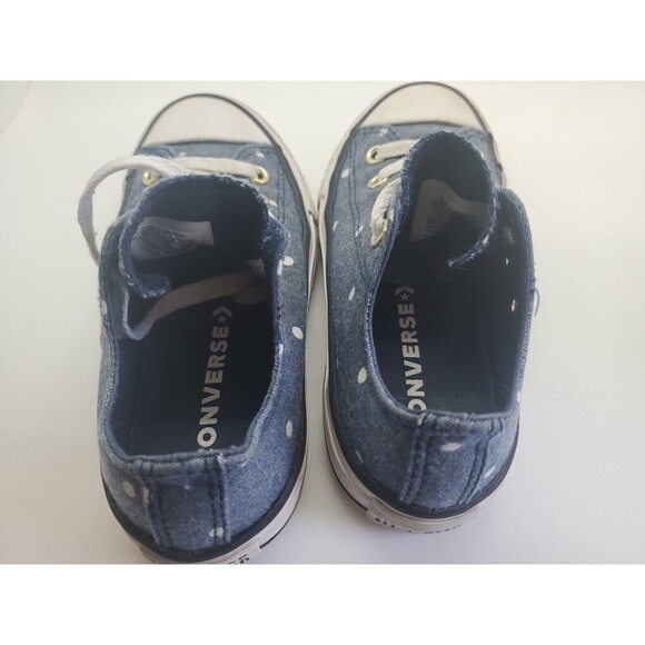 Converse All Star Girls sz 12 Ox Sneakers Shoes Denim Blue Polka Dot - Picture 12 of 12